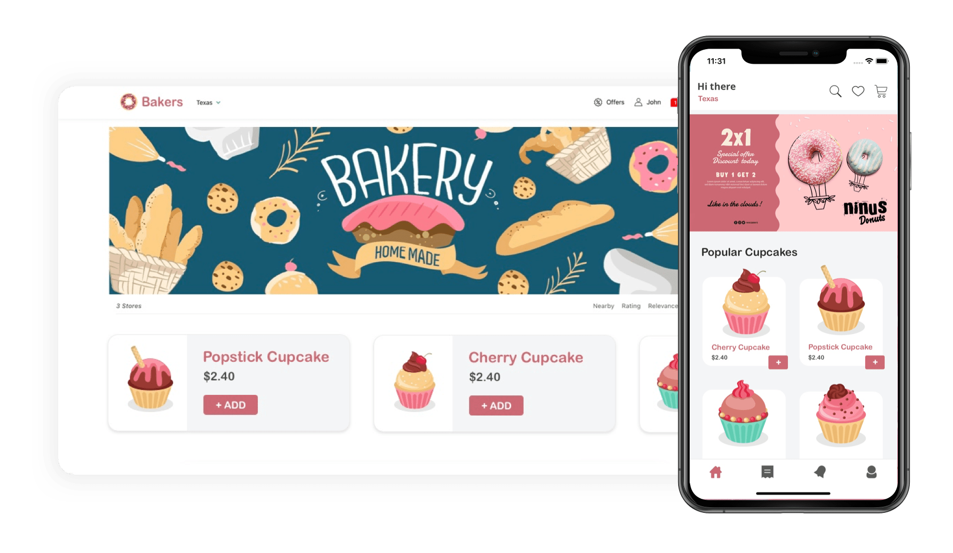 website and customer apps for bakery